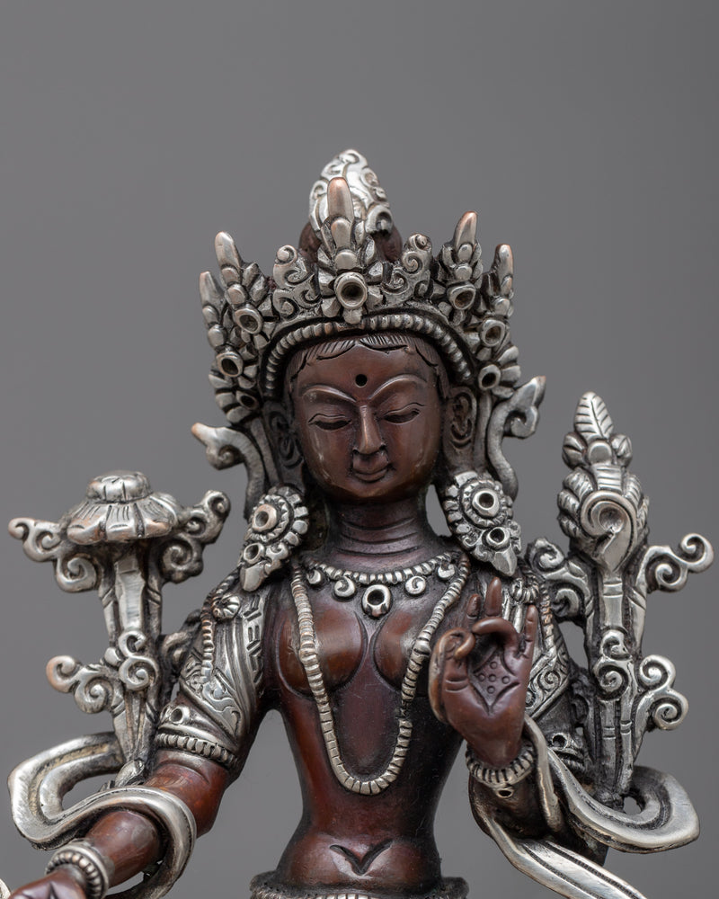 green-tara-silver-statue