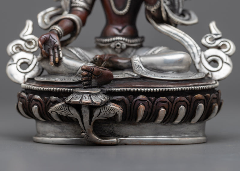 Green Tara Silver Statue | Embrace Protection and Compassion A Symbol of Tranquil Grace
