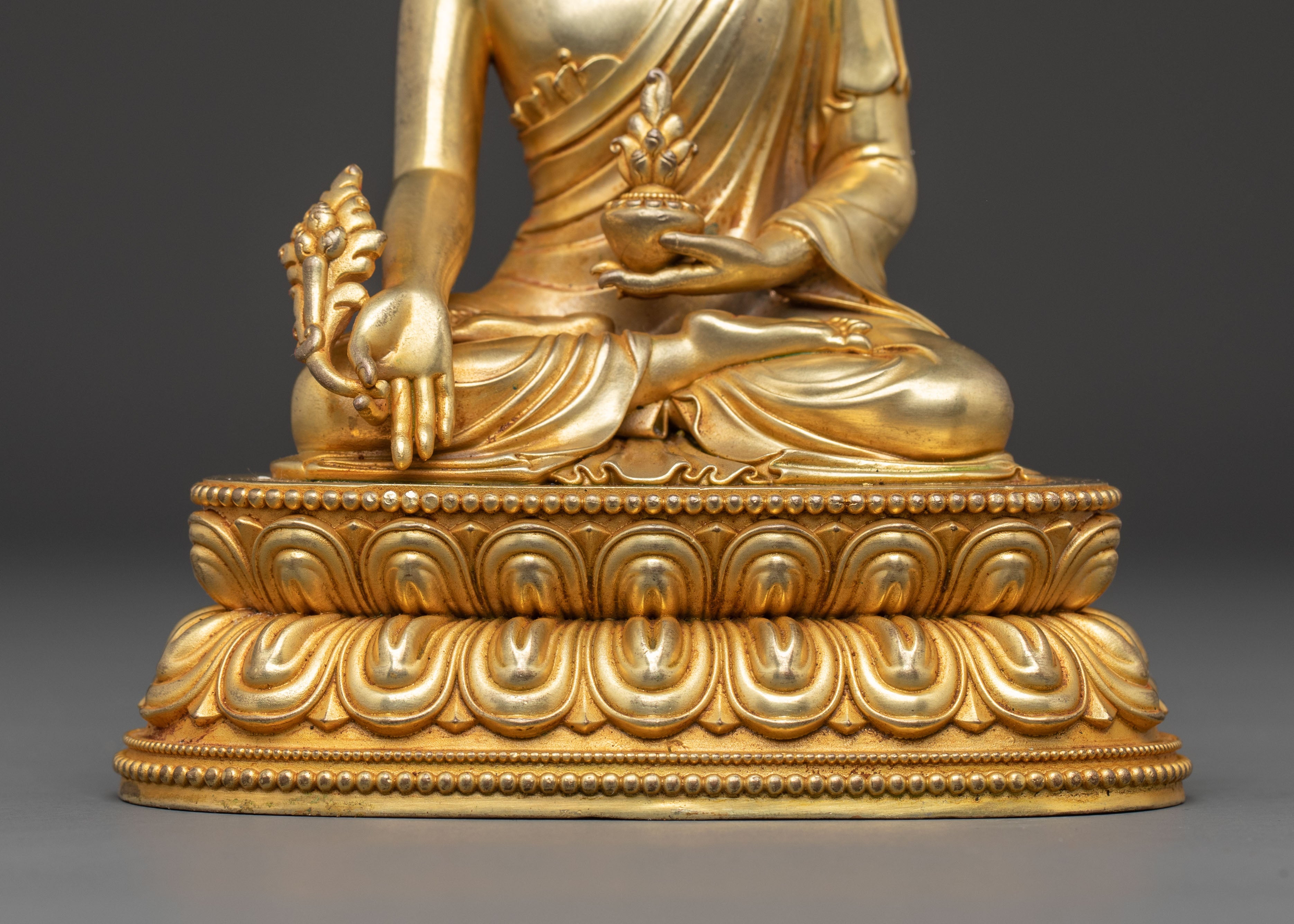 Machine-Made Copper Statue of Healing Buddha Bhaisajyaguru | Symbol of Health
