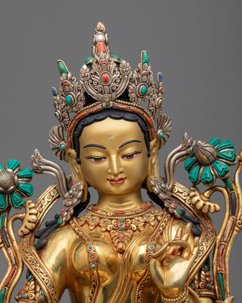 Green Tara Premium Handmade Statue | Female Buddha of Buddhism
