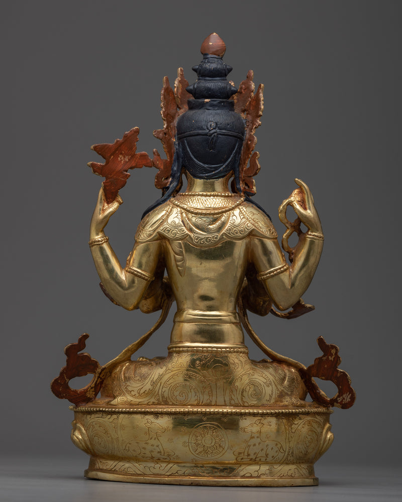 4-Armed God Chenrezig Statue | Radiating Compassion