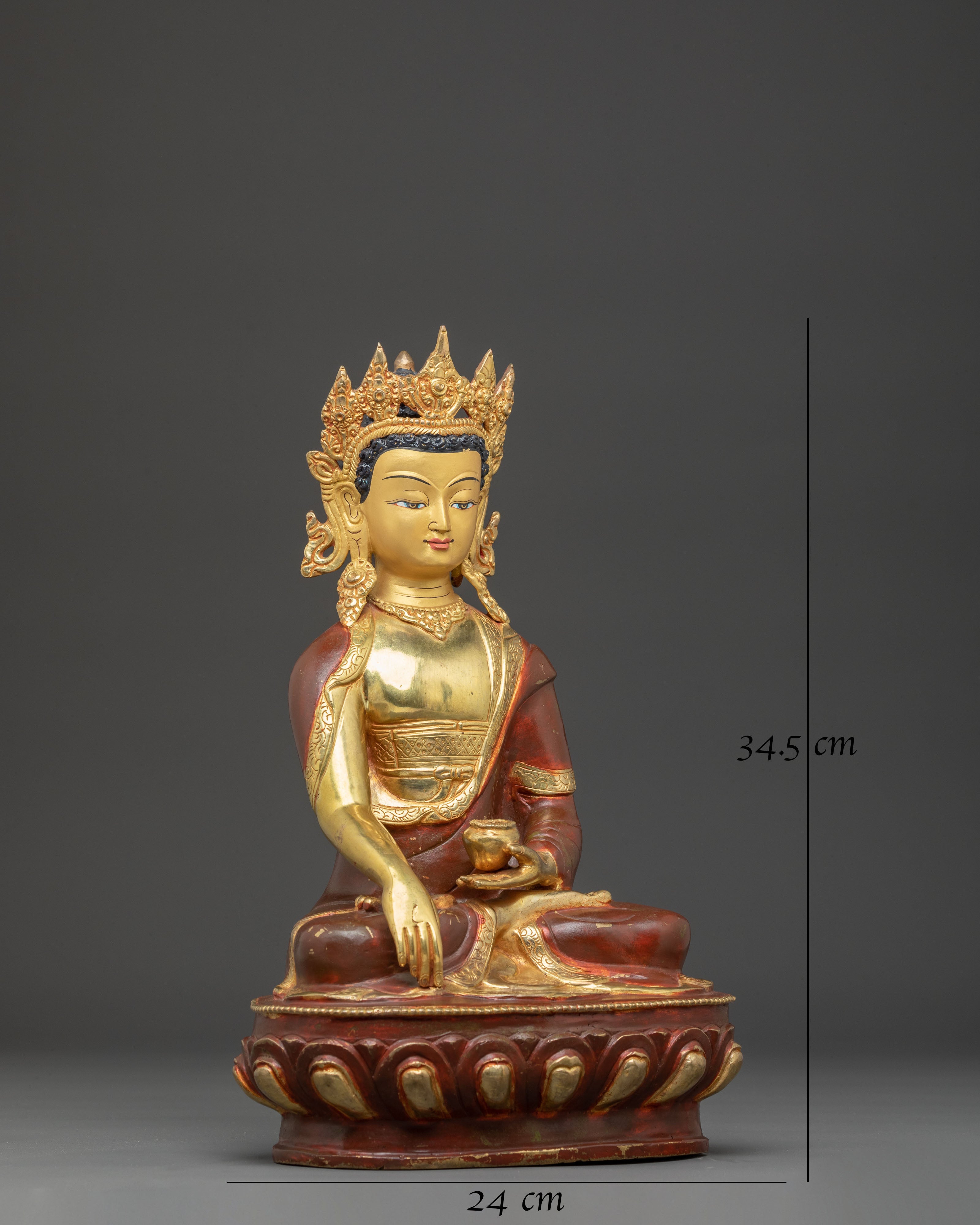 Handmade Statue of Crowned Shakyamuni Buddha | Historical Buddha