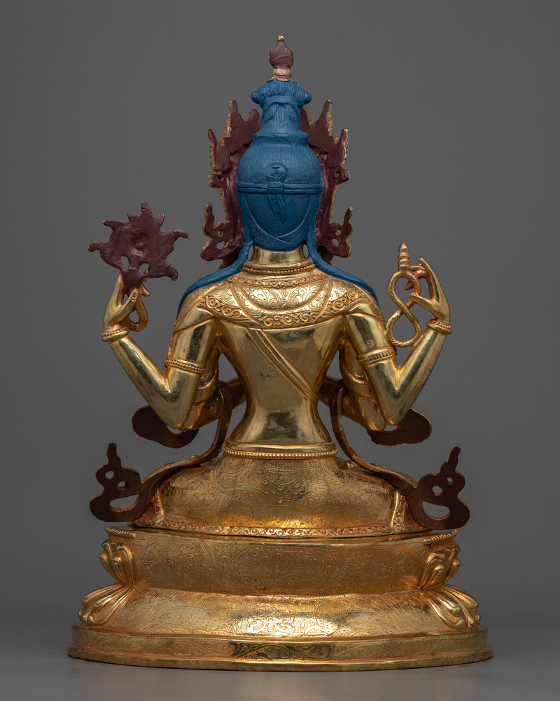 4-Armed Chenrezig Sadhana Statue | Behold the Grace of the Compasion Lord
