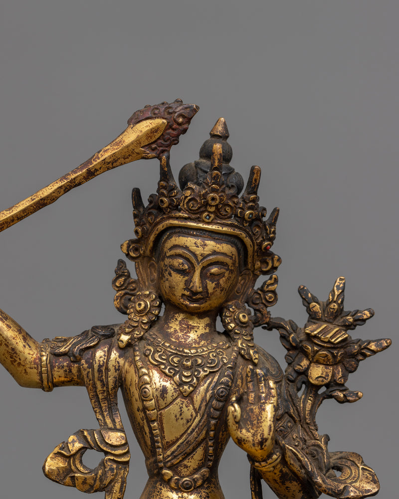 Mantra of Manjushri Statue | A Golden Symphony of Divine Wisdom