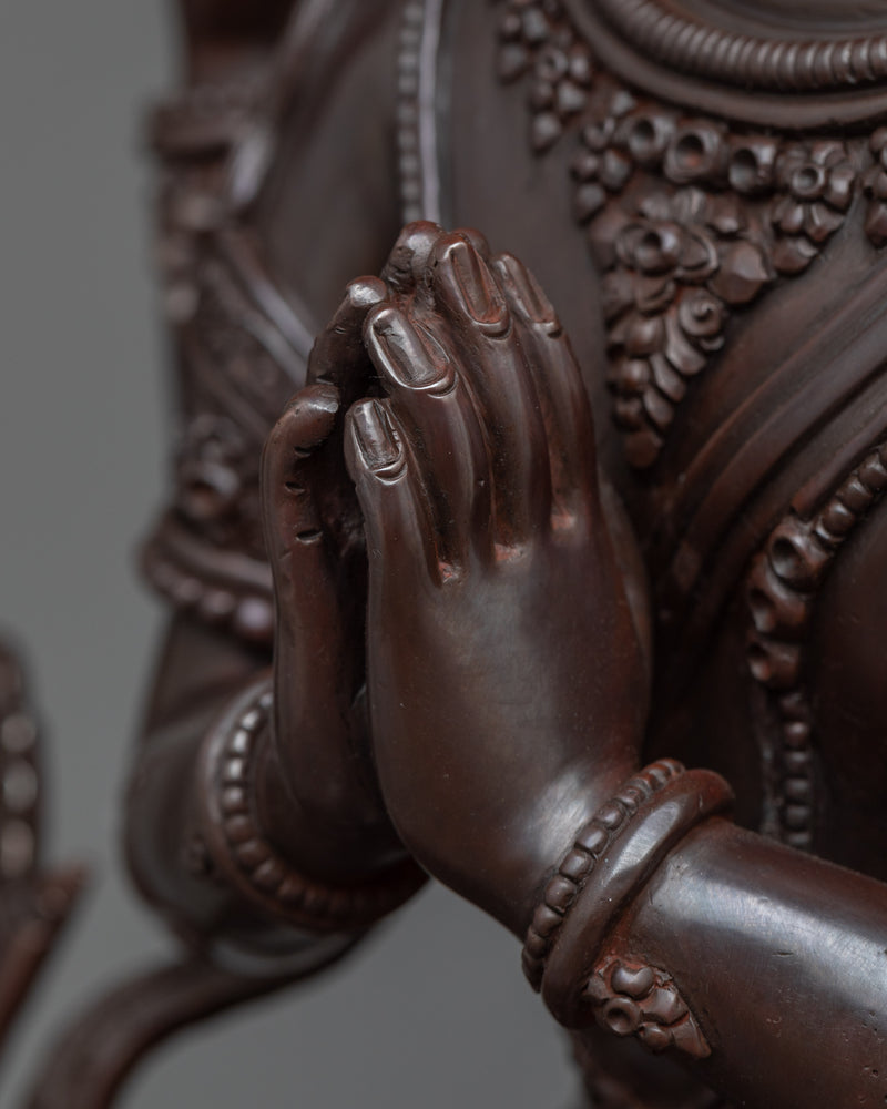 Experience the Compassionate Embrace of the 4-Arm Chenrezig Practice Statue | Your Pathway to Inner Peace