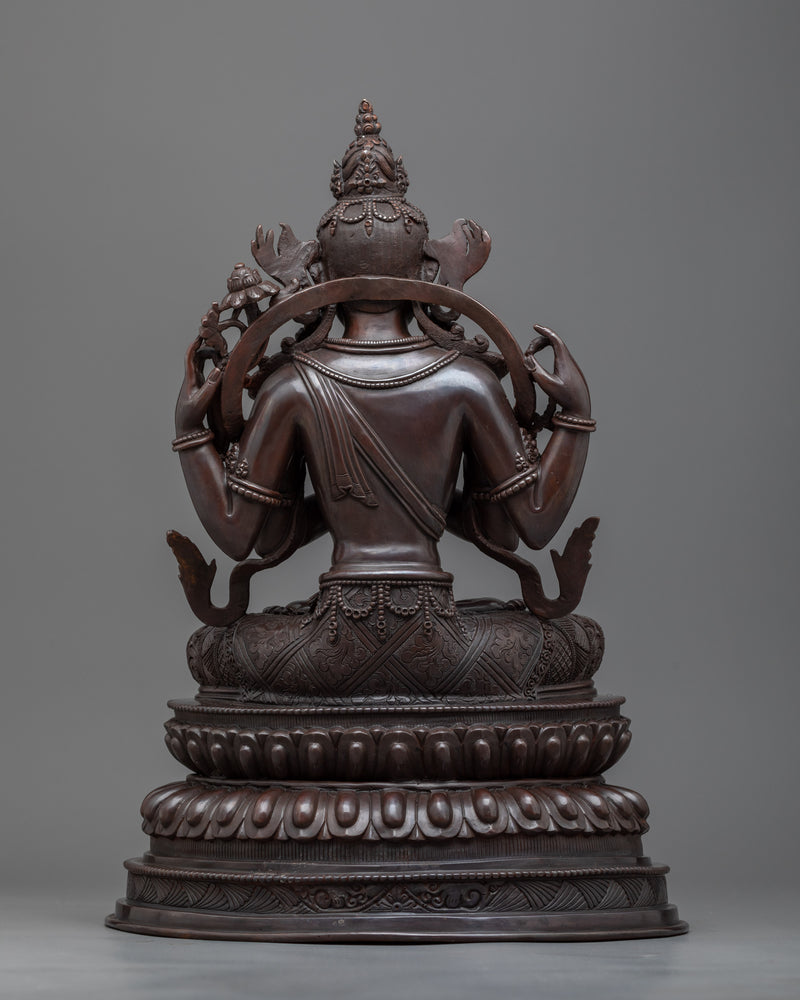 Experience the Compassionate Embrace of the 4-Arm Chenrezig Practice Statue | Your Pathway to Inner Peace