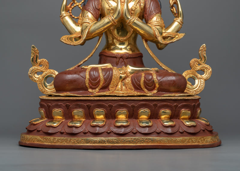 4-Armed-Chenrezig-Sadhana-Sculpture | Handmade In Nepal