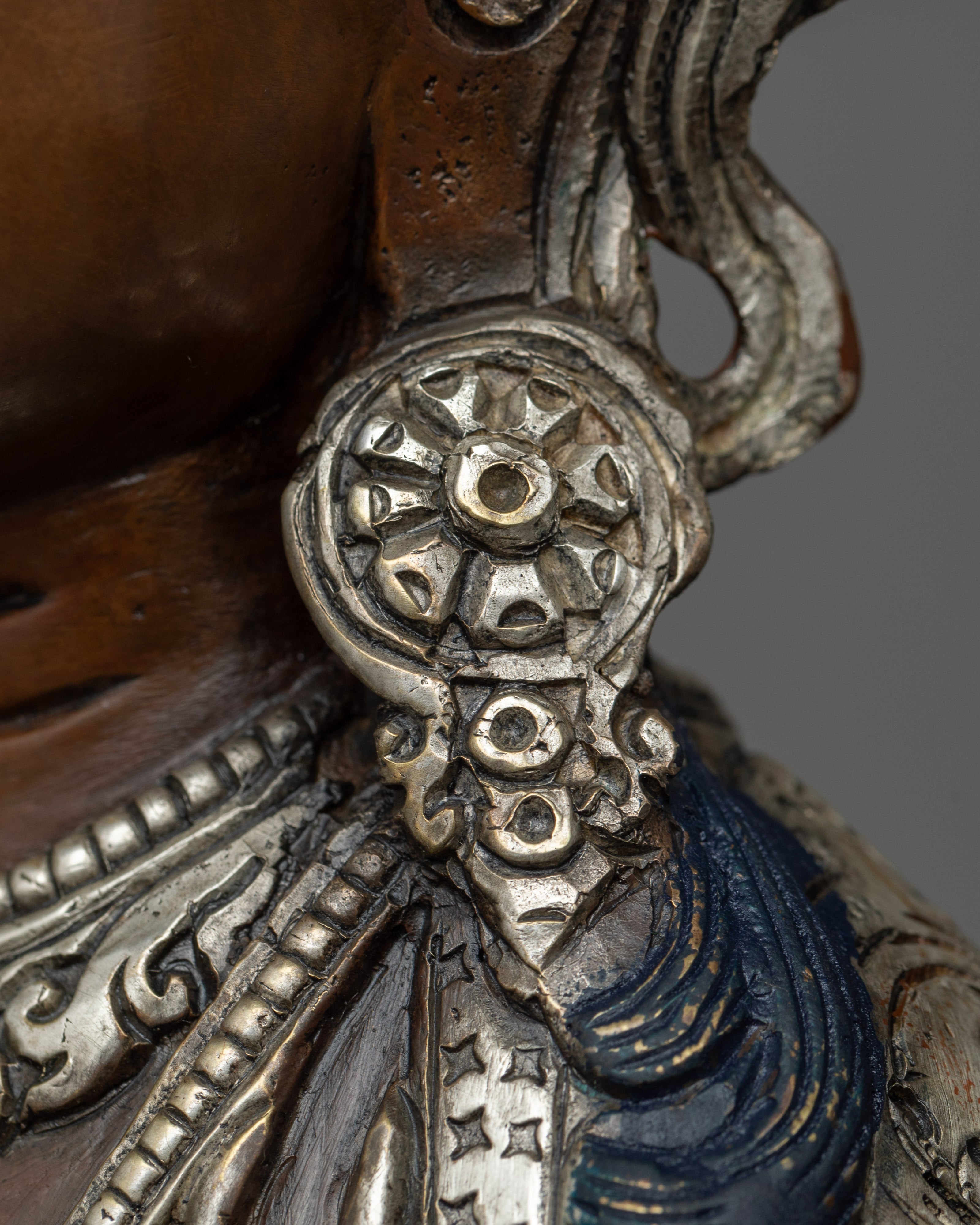 Chenrezig Silver Plated Statue | 12.9" Compassionate Deity of Bodhisattva