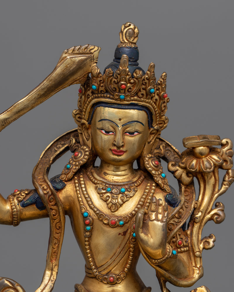 9.4" Manjushri Statue | Bodhisattva Wisdom Deity