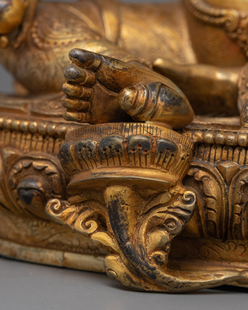 Dzambhala Wealth Deity | Antique Finish Statue Handmade in Nepal