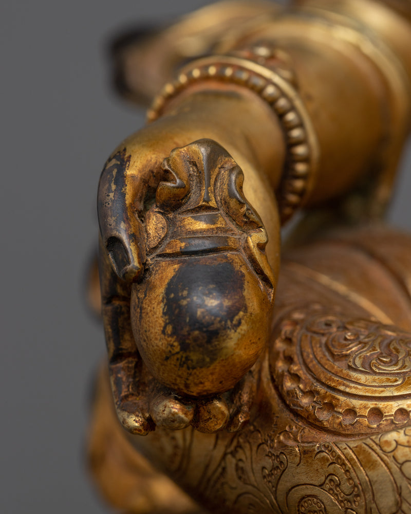 Dzambhala Wealth Deity | Antique Finish Statue Handmade in Nepal