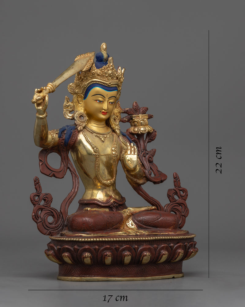 Manjushri Bodhisattva Deity | 8.6" Sculpture Handmade in Nepal