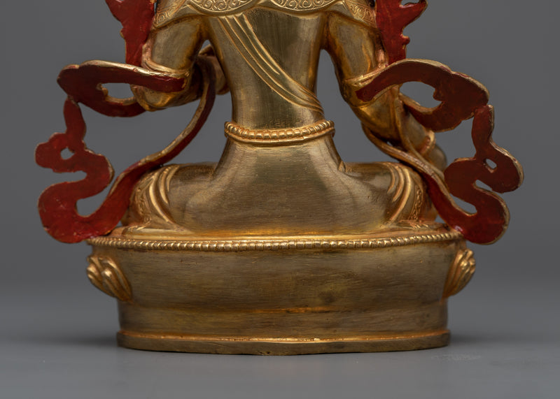 Green Tara Statue in Gold | Enlightened Female Buddha