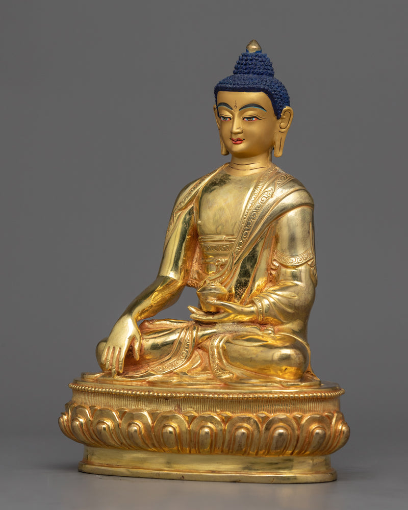 8.6" Shakyamuni Buddha Statue | 24k Gold Gilded Artwork