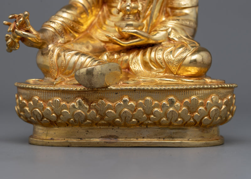 Padmasambhava Guru Rinpoche Rupa | 24k Gold Gilded 9 Inch Statue