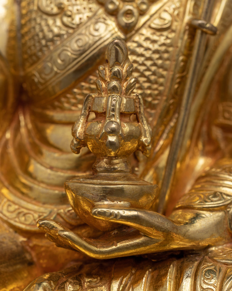 Padmasambhava Guru Rinpoche Rupa | 24k Gold Gilded 9 Inch Statue