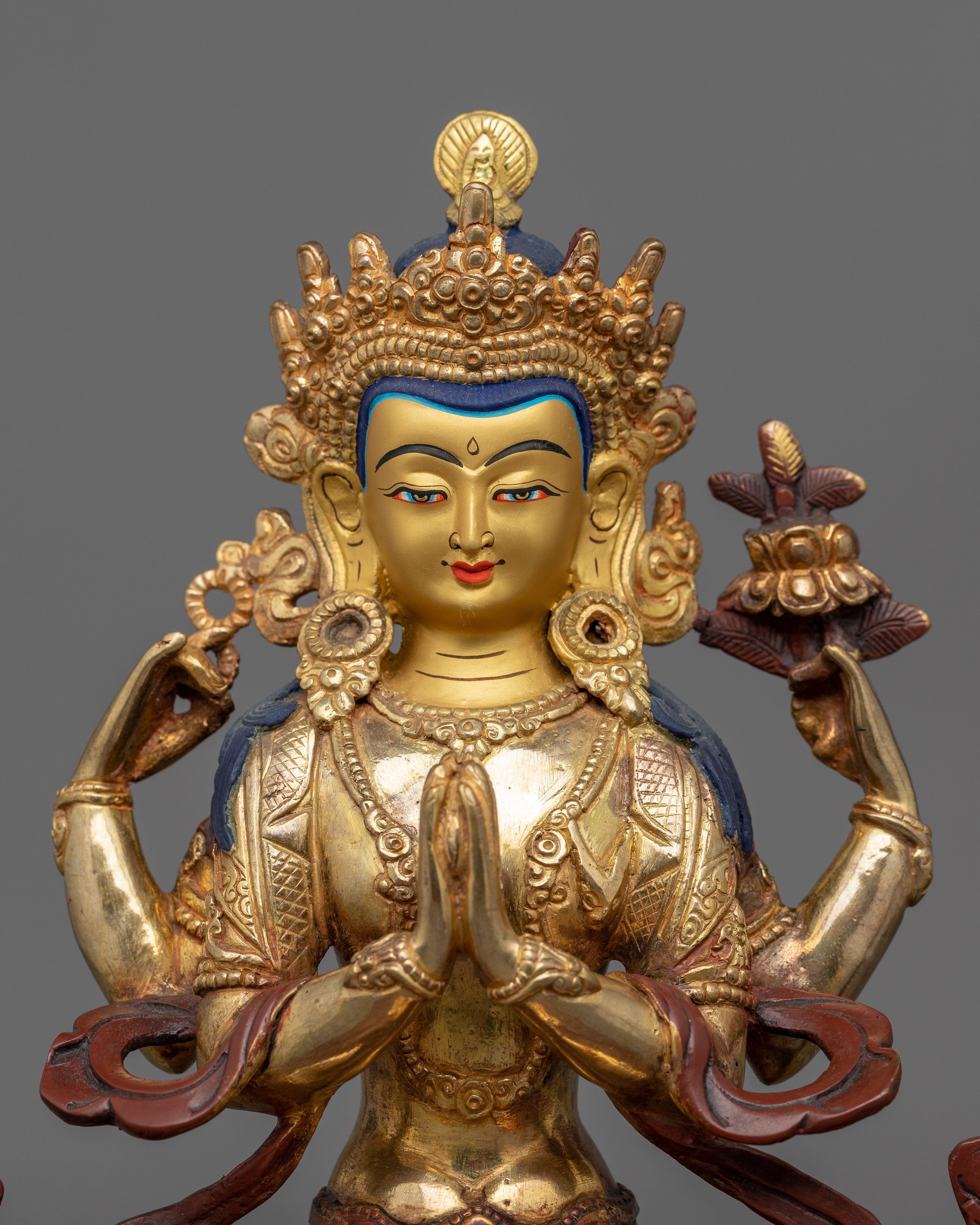 Chenrezig Buddha Sculpture | Hand-crafted in Traditional Nepali Art