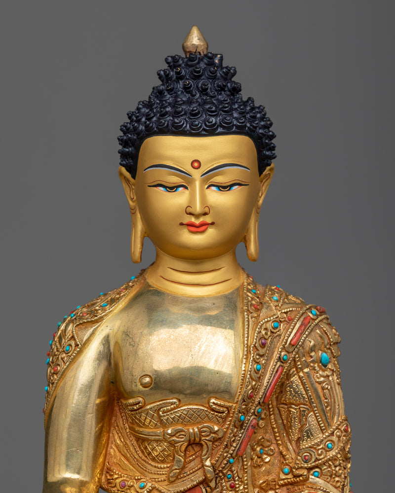 Buddha Shakyamuni Figurine | 24k Gold Plated Statue of Enlightened One