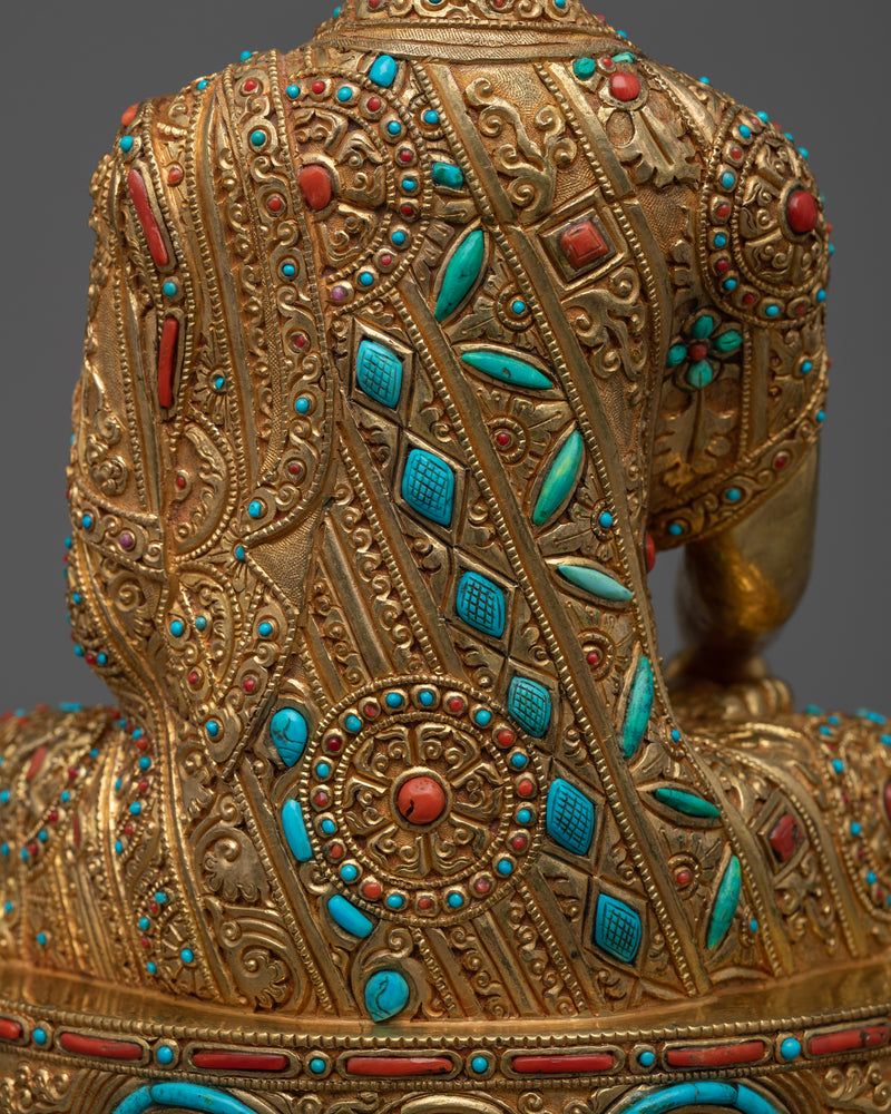 Buddha Shakyamuni Figurine | 24k Gold Plated Statue of Enlightened One