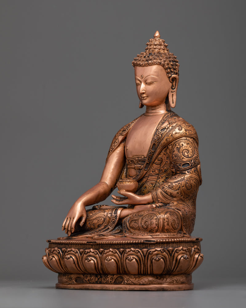 Shakyamuni Buddha Copper Statue | Antique Finished Hand-crafted Artwork