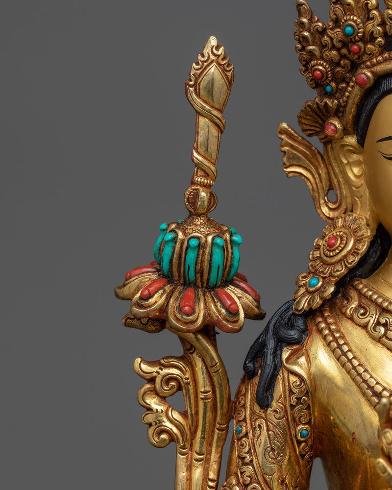 Manjushri on Lion Statue | Bodhisattva Wisdom Deity