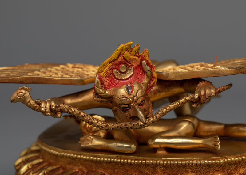 Four Armed Mahakala Mantra Statue | 24k Gold Gilded Artwork