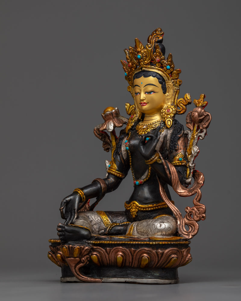 Green Tara Statue 9 Inch | Female Enlightened Buddha