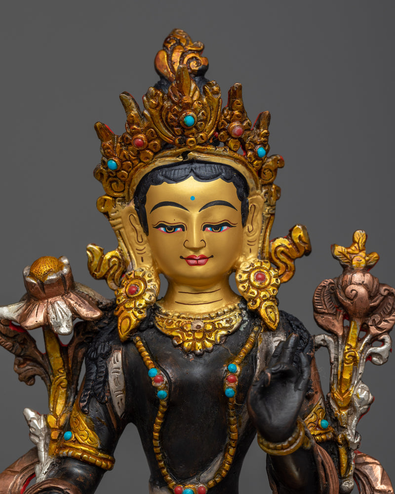 Green Tara Statue 9 Inch | Female Enlightened Buddha