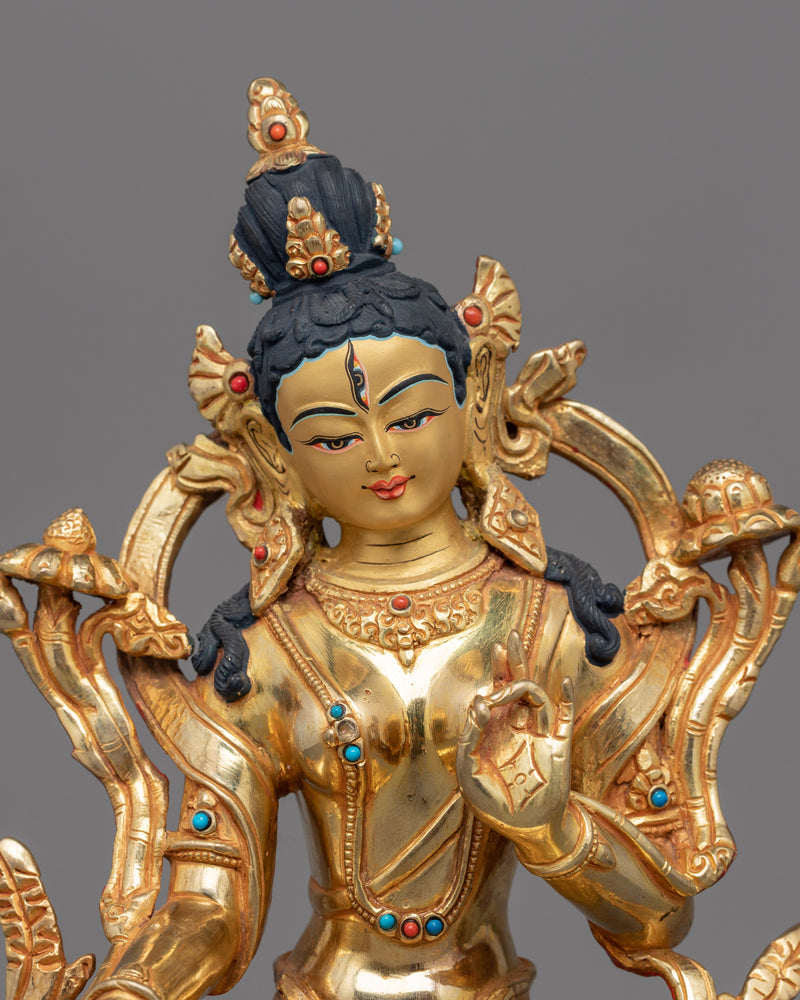 White Tara Ma Statue | 9.4 Inch Female Buddha Sculpture