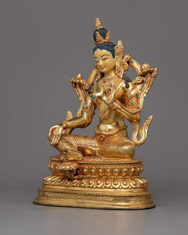 Mother Green Tara Goddess Statue | Handcrafted in Traditional Nepali Art