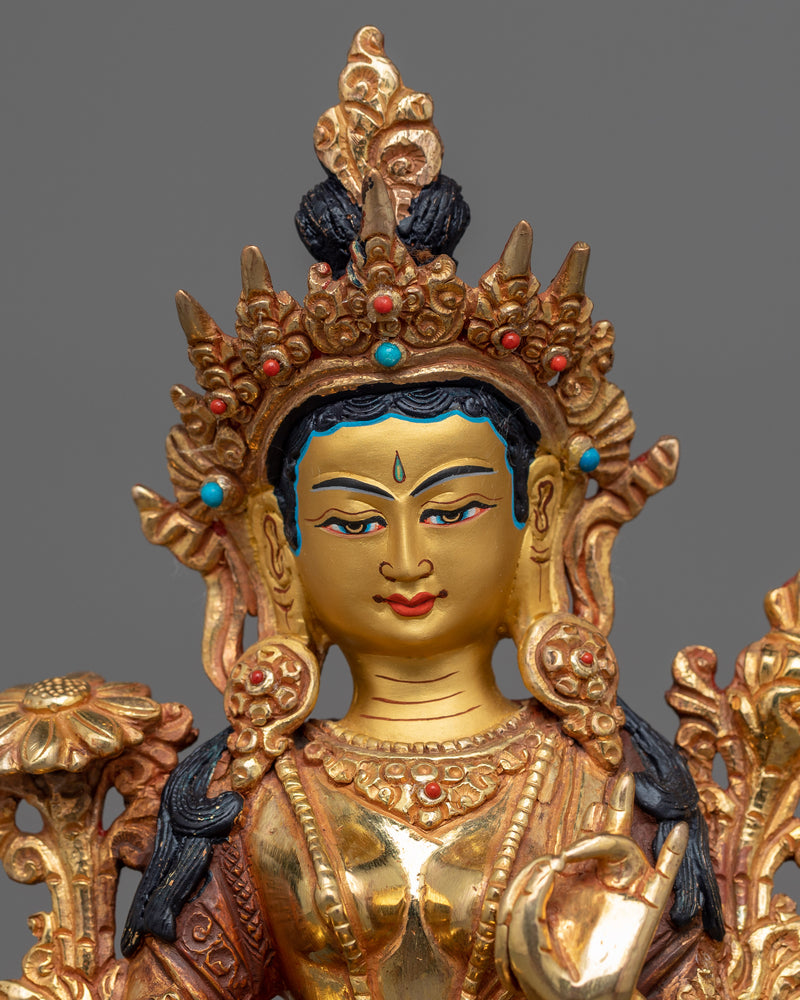 Green Tara 9 Inch Statue | Compassionate Female Buddha