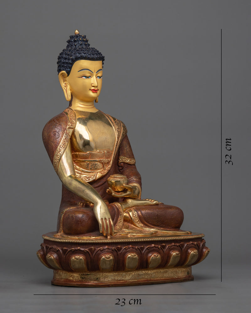 Shakyamuni Buddha 12.5 Inch Statue | 24k Gold Painted Figure