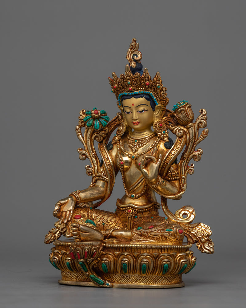 Green Tara Statue 9 Inch | Handmade Boddhisattva Compassionate Goddess
