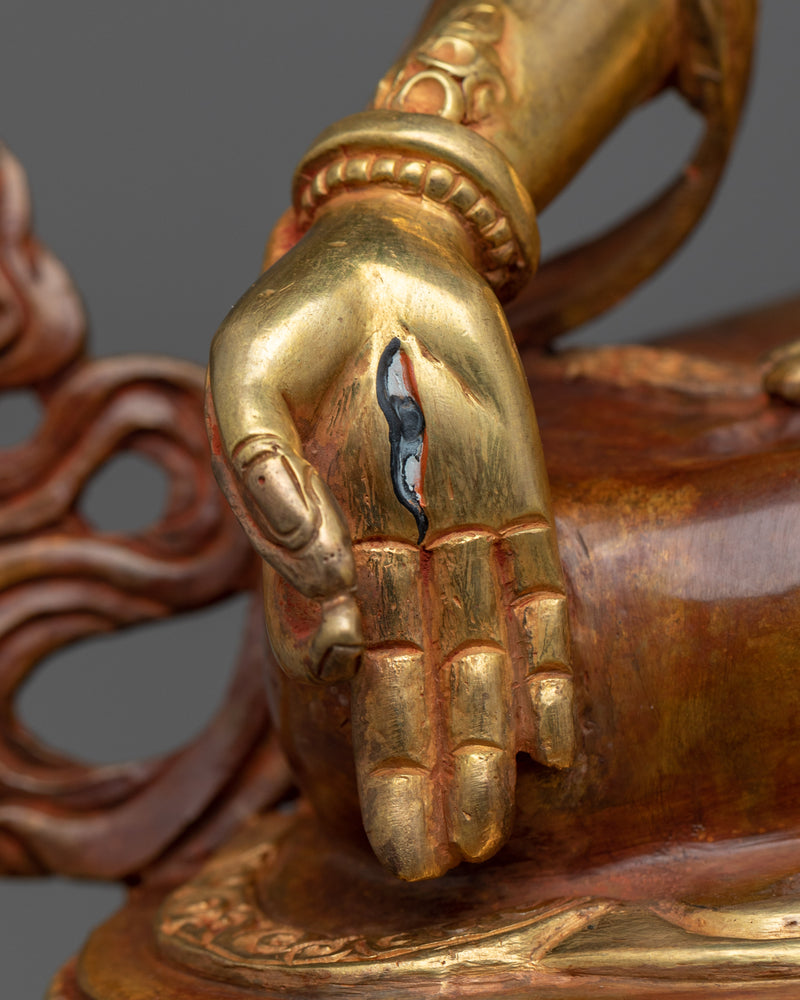 Female Goddess White Tara Statue | 24k Gold Gilded