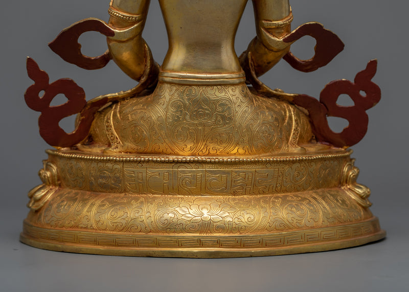 Amitayus Buddha Lotus Family Statue | Handmade in Nepal
