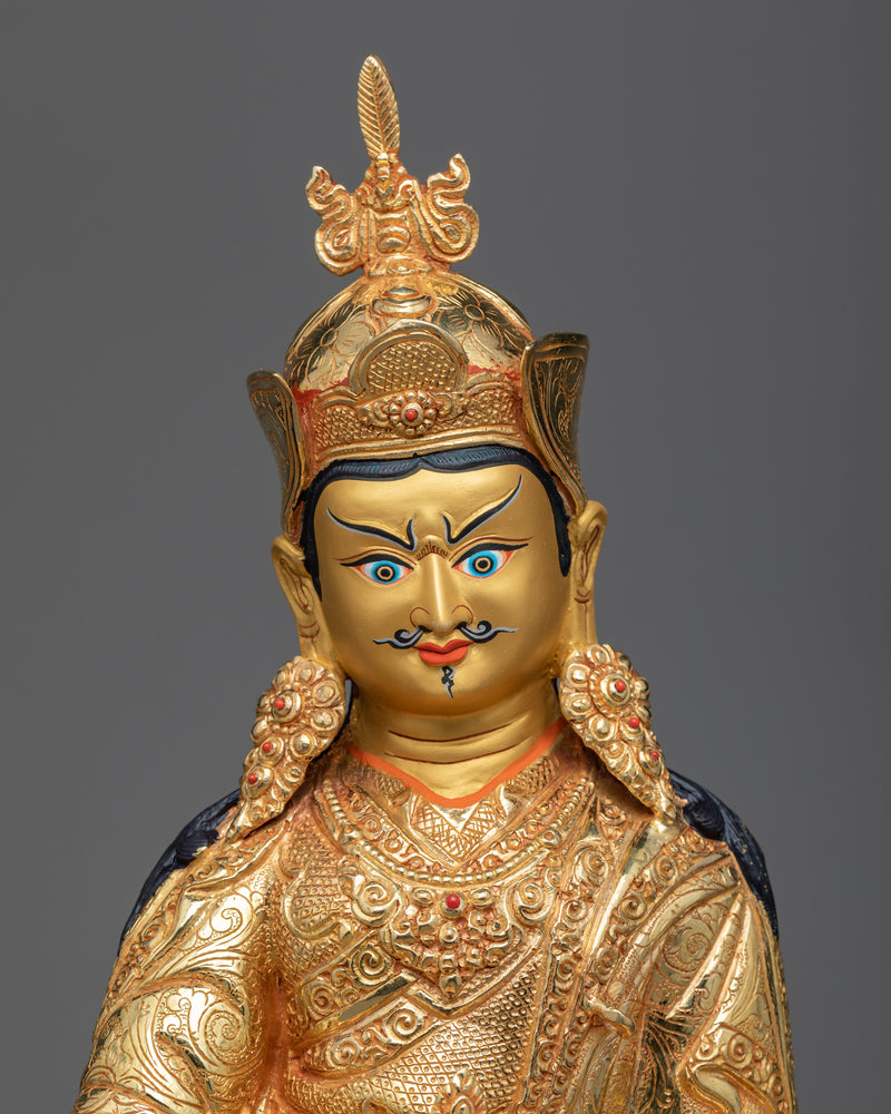 Guru Rinpoche Golden Statue | 24k Gold Gilded Work of Art