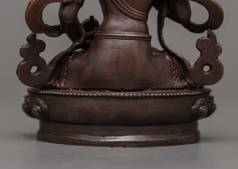 Miniature Vajrasattva Statuette | Oxidized Copper Elegance