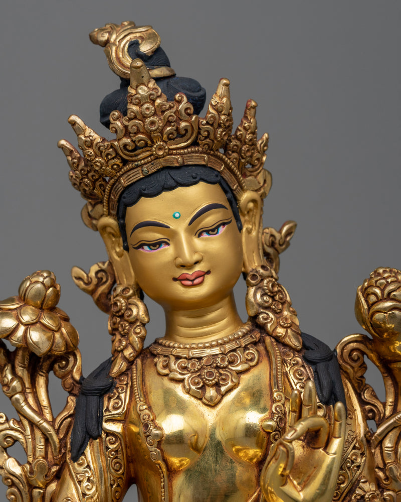 Premium Green Tara Statue | 10.6 Inches Female Enlightened Being