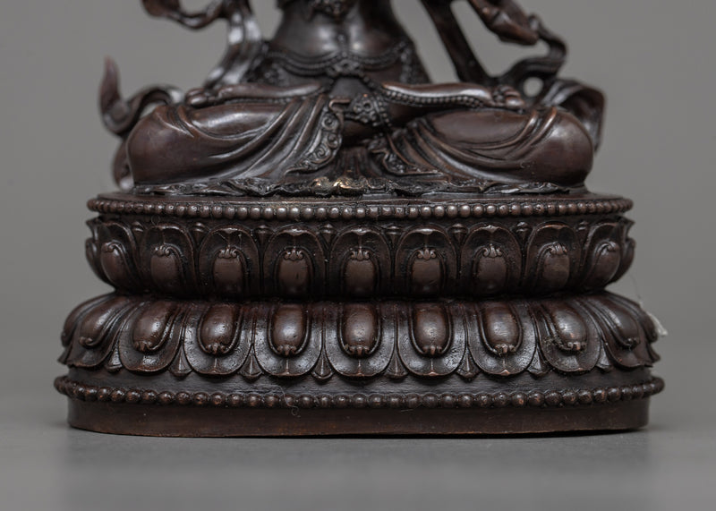 Miniature Manjushri Statuette | Embrace Wisdom with Oxidized Sculpture