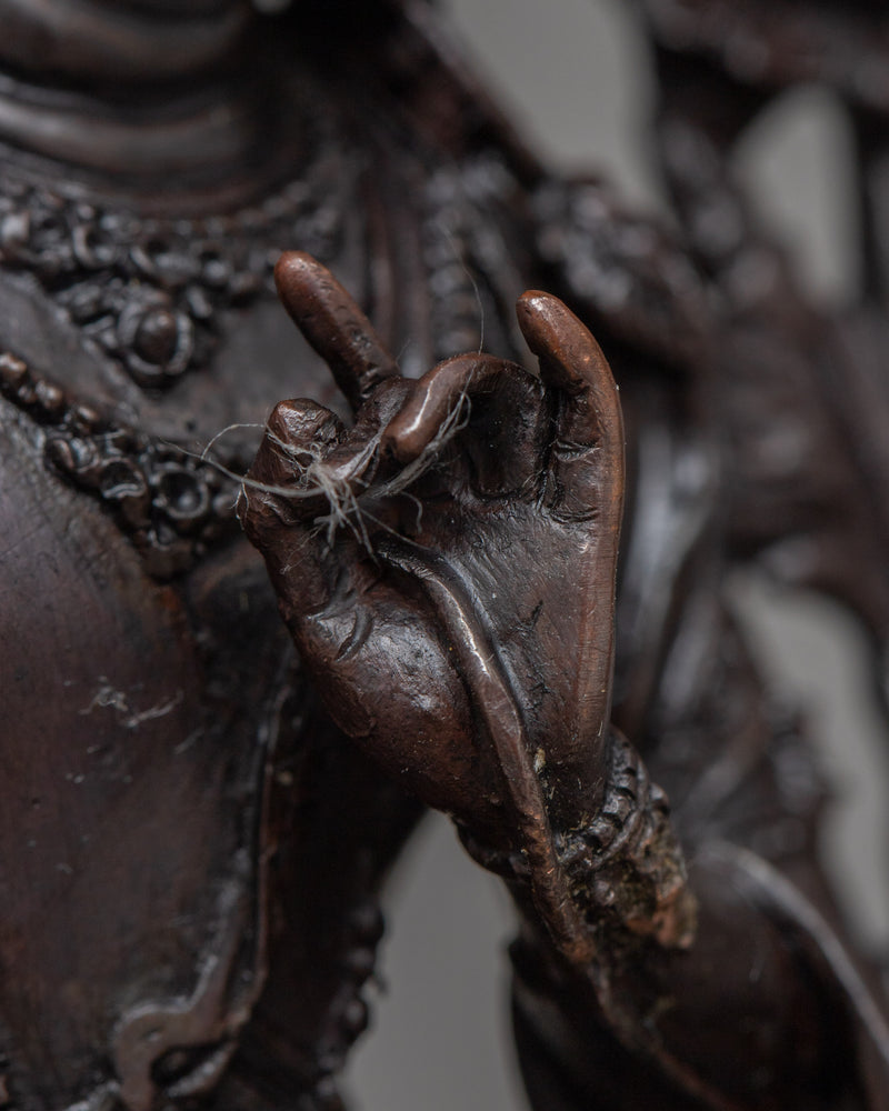 Miniature Manjushri Statuette | Embrace Wisdom with Oxidized Sculpture