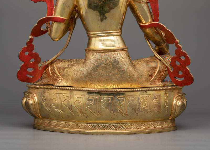 19 Inch Green Tara Statue | Handmade Figure of Female Buddha