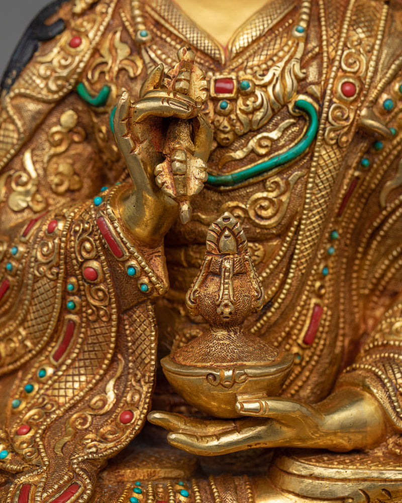 Guru Rinpoche Intricately Carved Statue | Precious Teacher Of Tibetan Buddhism
