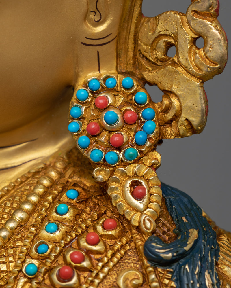 39cm Guru Rinpoche Statue | 24k Gold Gilded Fine Sculpture