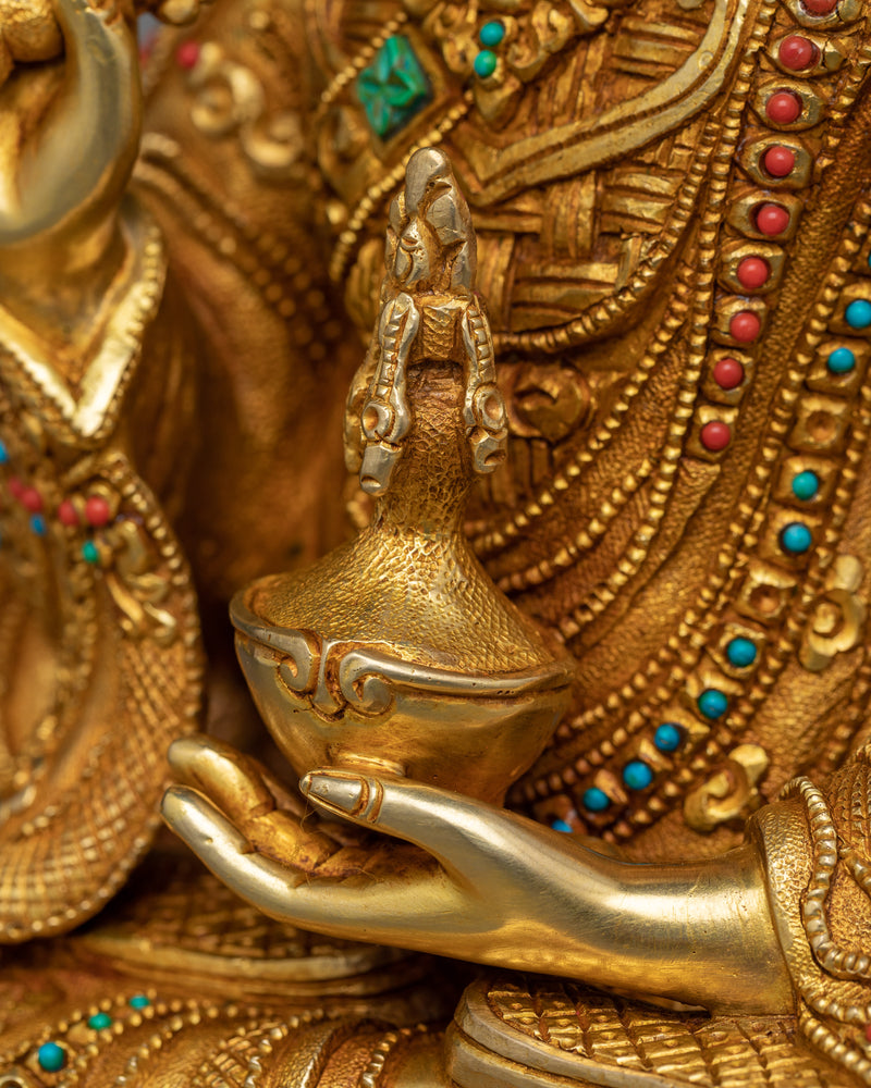 39cm Guru Rinpoche Statue | 24k Gold Gilded Fine Sculpture