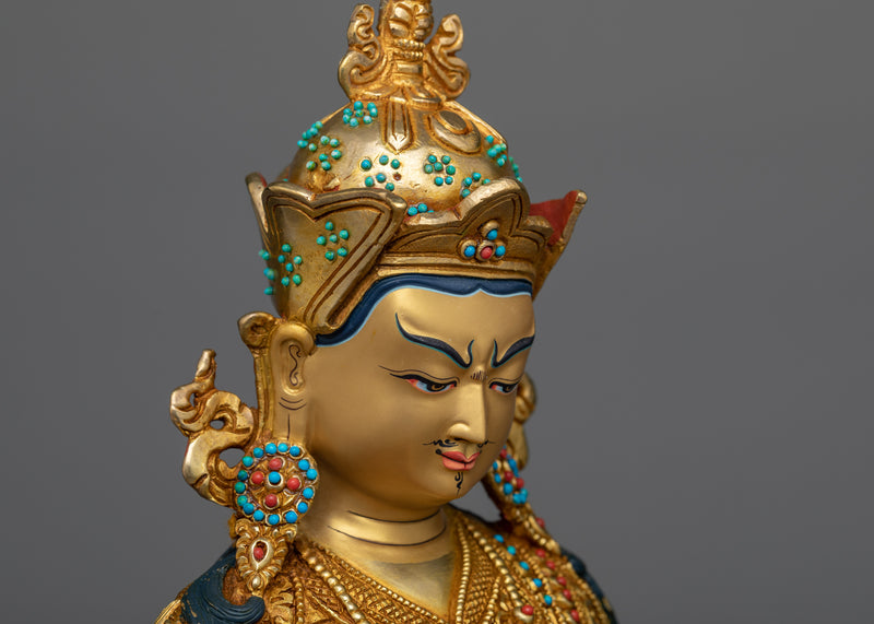 39cm Guru Rinpoche Statue | 24k Gold Gilded Fine Sculpture