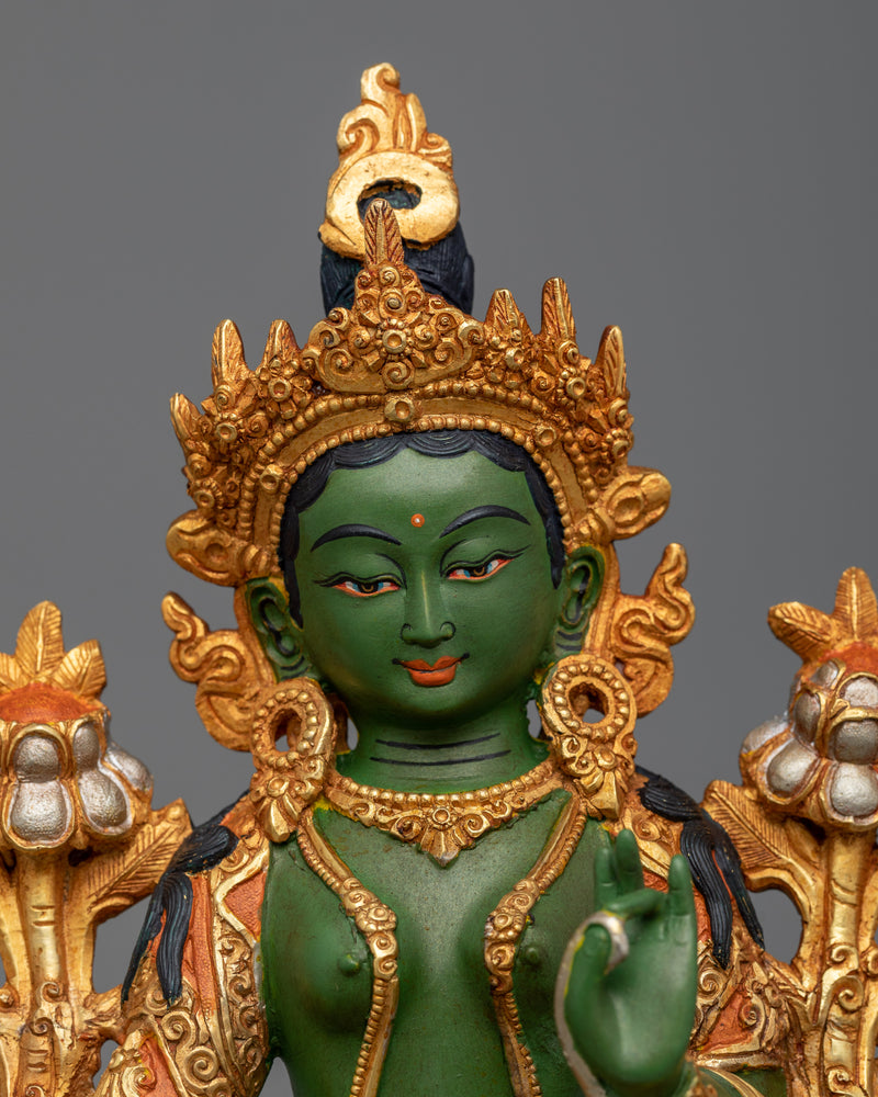 23cm Green Tara Statue 