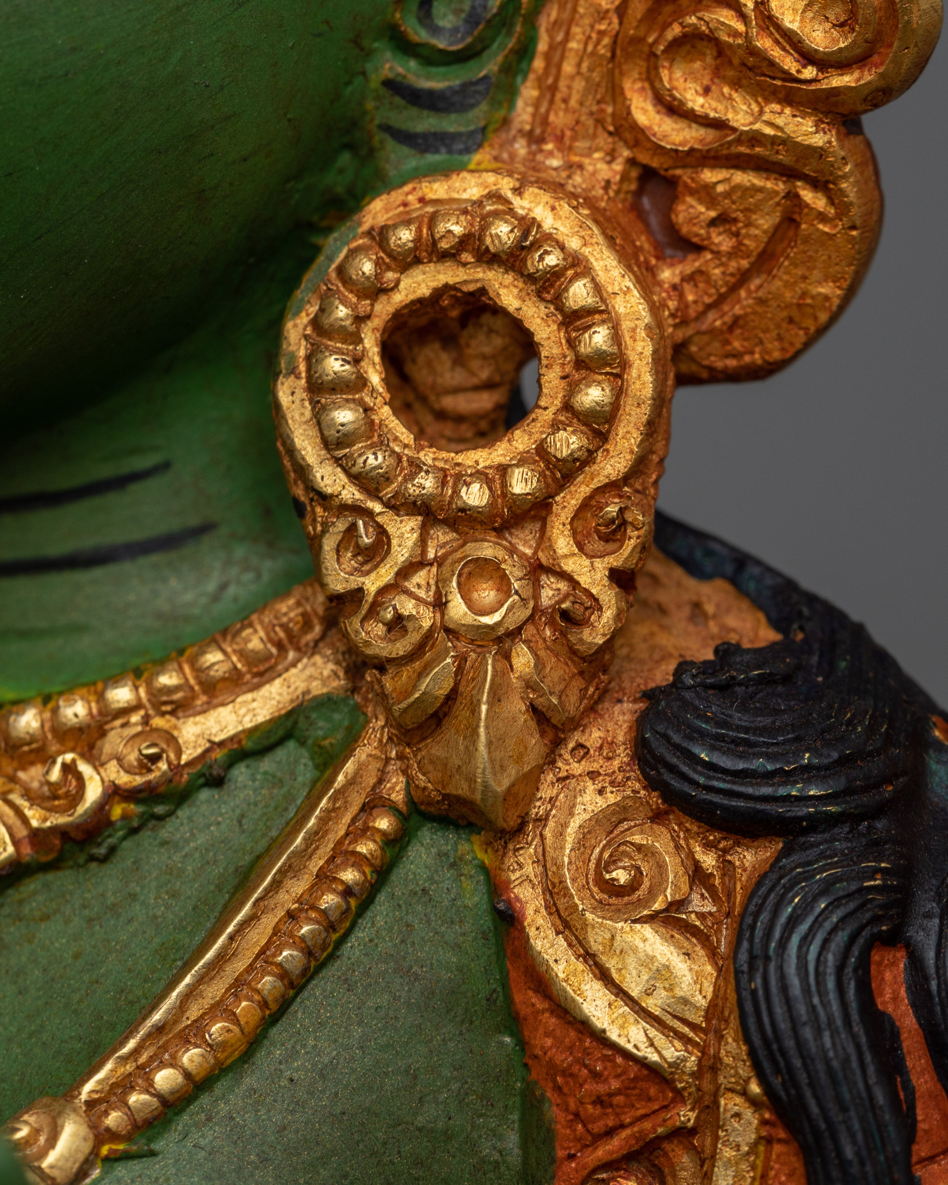 23cm Green Tara Statue | Handmade Sculpture of Female Buddha