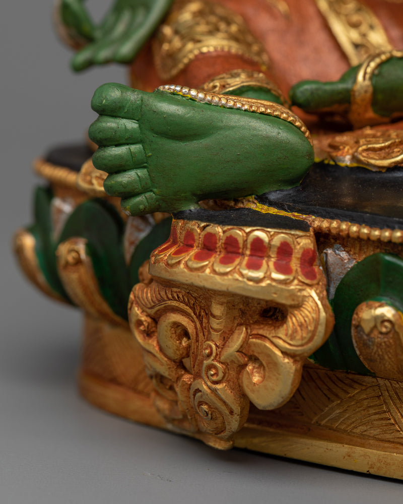 23cm Green Tara Statue | Handmade Sculpture of Female Buddha