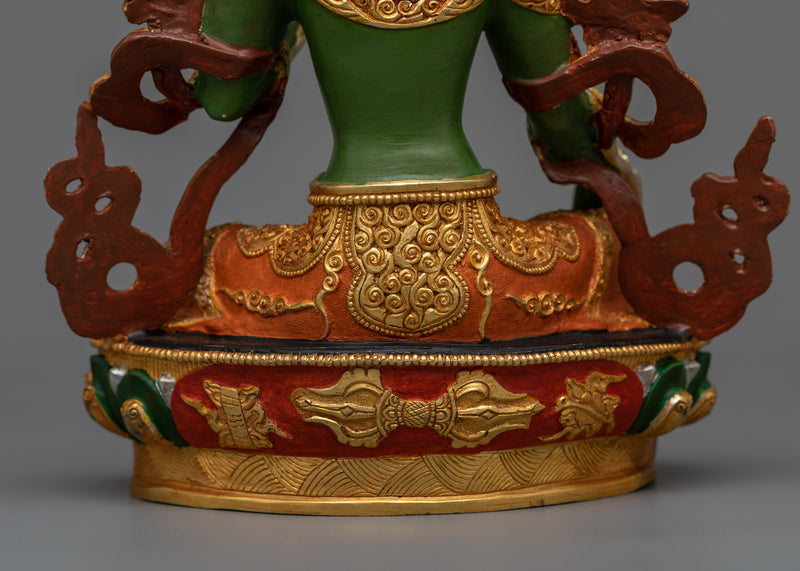 23cm Green Tara Statue | Handmade Sculpture of Female Buddha