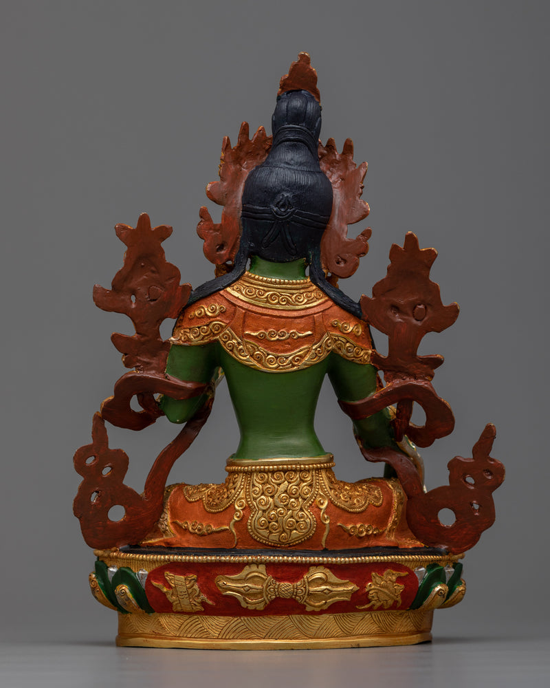 23cm Green Tara Statue | Handmade Sculpture of Female Buddha